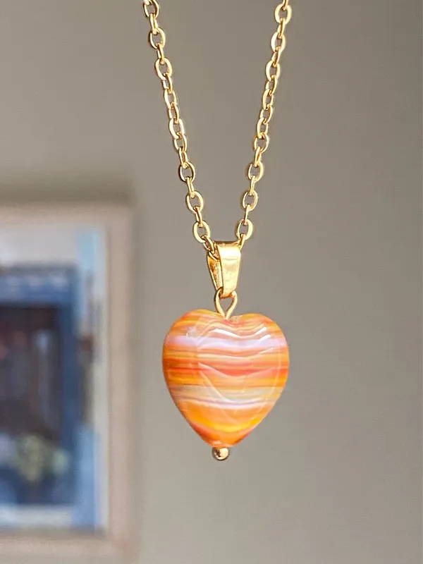 Handmade quality Czech glass chic fairy boho gold chain necklace🧡 - Image 3