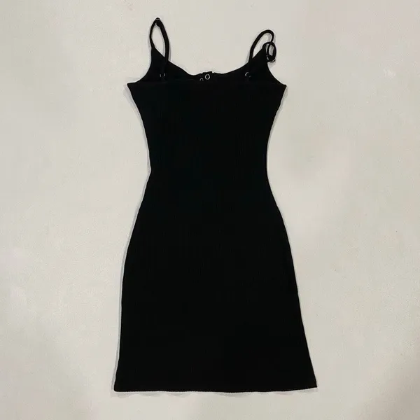 Beginning Boutique Black Ribbed Bodycon Mini Dress Women’s Size 8 Small - Image 2