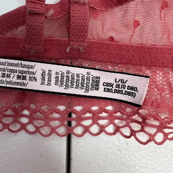 Victoria's Secret Bralette Sz L Bra Unlined Lace Detail Wireless Pink Adjustable - Image 14