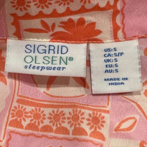 Sigrid‎ Olsen Sleepwear Pajamas Set Small Pink Orange Beach Shorts Collar Button - Image 6