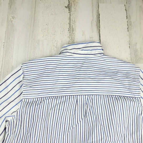 Madewell Ex-Boyfriend Shirt XS Blue White Stripe Button Down Cotton Top - Image 10