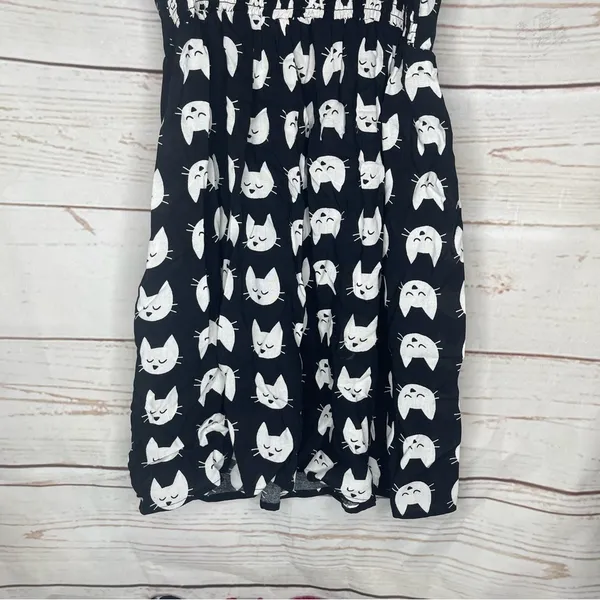 A.U.W. • Black Mini Dress • Cat Print • Medium • Padded • White Cats - Image 6
