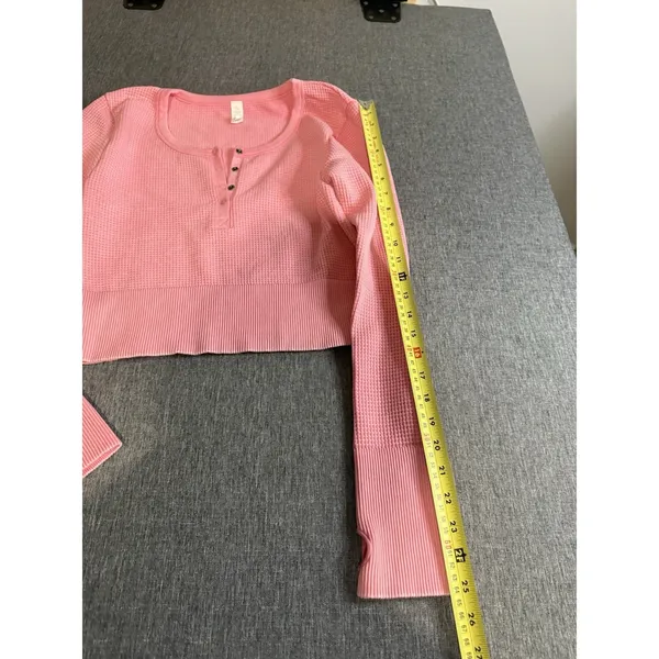 OFFLINE by Aerie Women's Thumbs Up Thermal Pink Cropped Top LS Sz XL - Image 5
