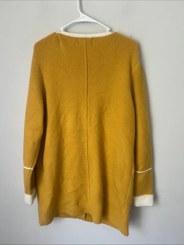 Anthropologie La Fee Verte Mustard Yellow Open Front Cardigan Coat sz L ✔️ - Image 7