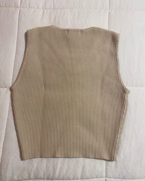 Ribbed Nude Tank Top Tan Size M - Image 2