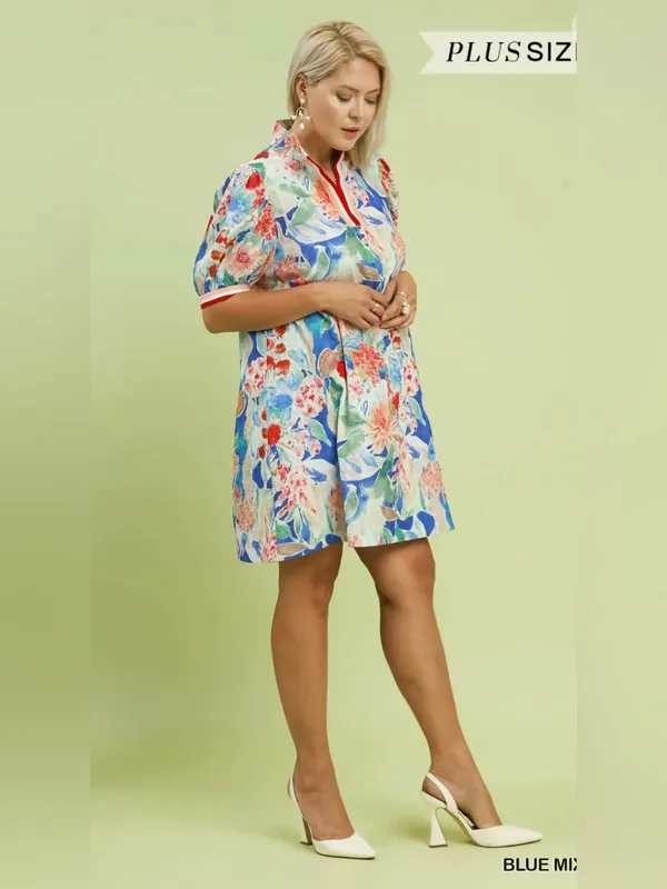New! Umgee Jacquard Bloomscape Print Mini Dress Size XLarge - Image 4