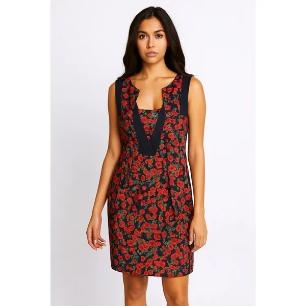 Anthropologie NWT Small Vintage Red Floral Poppy Dress Chic Coquette Dainty - Image 3