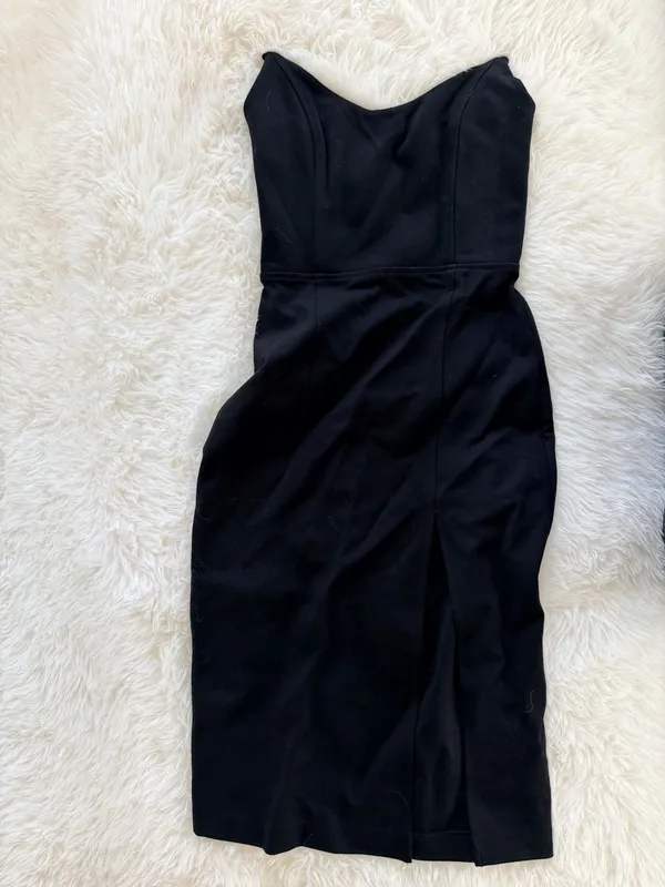 Babaton Black Strapless Sweetheart Midi Dress with Slit Size 00 - Image 2