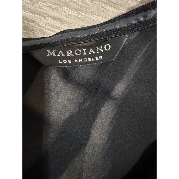 Marciano Los Angeles One Shoulder Maxi Dress Size S Navy Champagne Grecian‎ Slit - Image 5