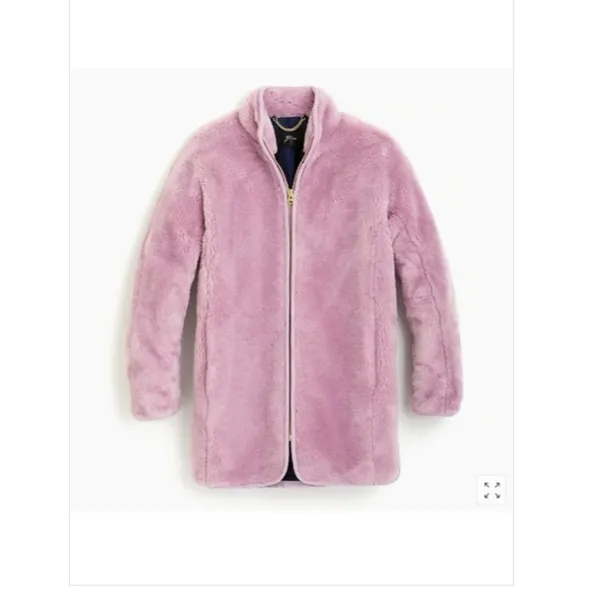 J.Crew Zip-Up Teddy Fleece Coat Jacket Purple Wisteria Cozy Scandi Soft Size S - Image 2