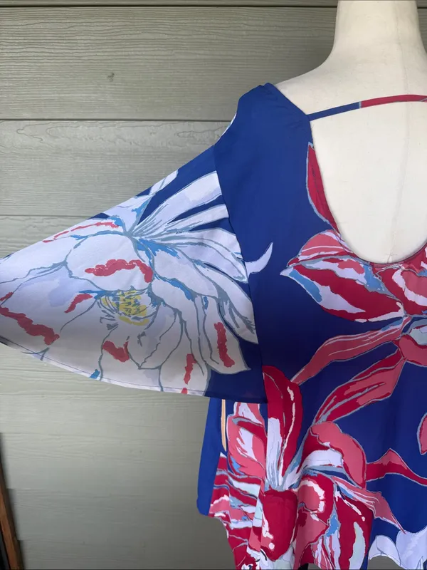 Gibson Latimer Vibrant Floral Flutter Sleeve Blouse - Image 7