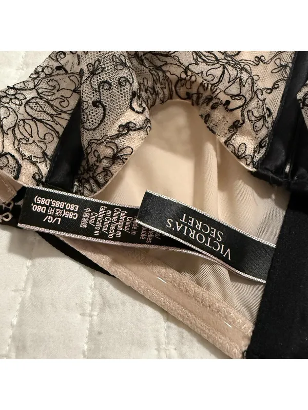 Victoria's Secret Very Sexy Unlined Strapless Lace Bustier Bra Sz L Large Black - Image 7