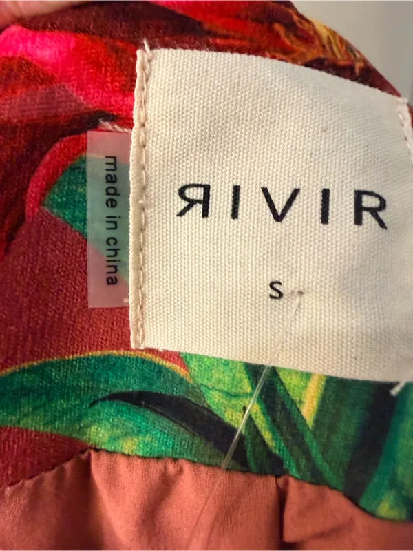 RIVIR Cropped Moto Jacket Size S NWT Tropical Jungle Print Zip - Image 9