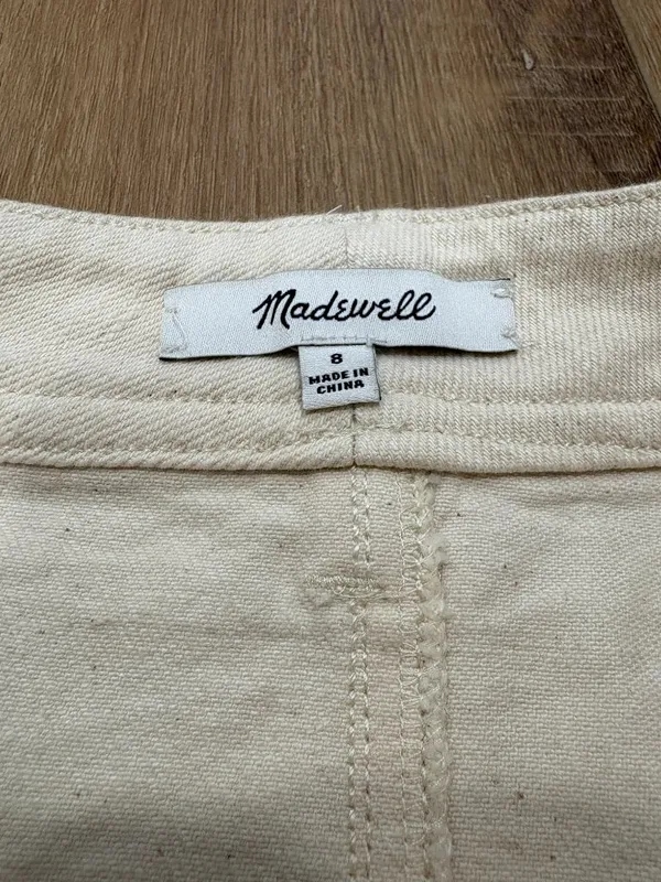 🌟 Madewell 🌟 A Line Cotton Stretch Natural Denim Mini Skirt Cream Sz 8 - Image 3