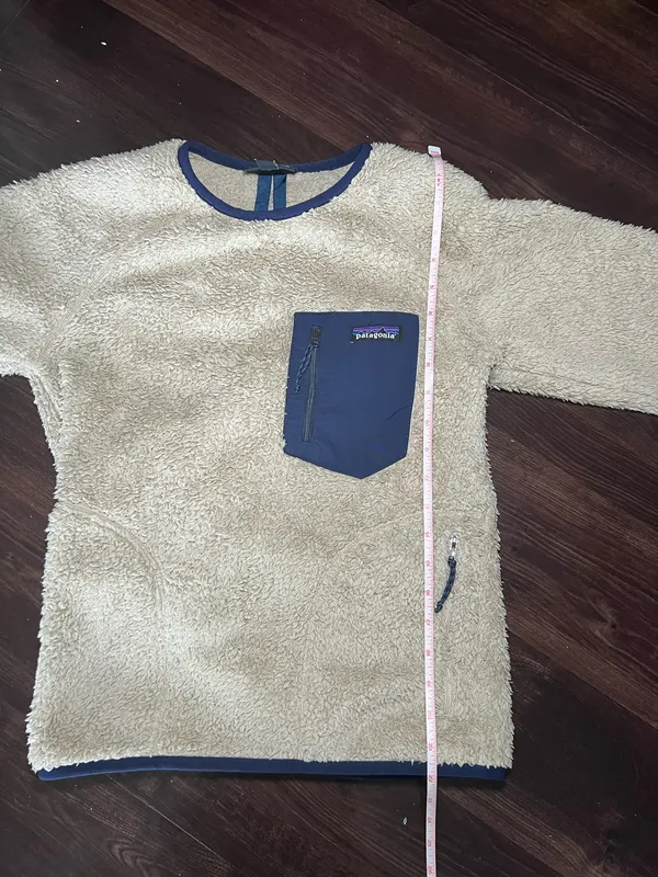 Patagonia Men’s Tan/ Navy Los Gatos Teddy Fleece Crew Neck Size XS - Image 9