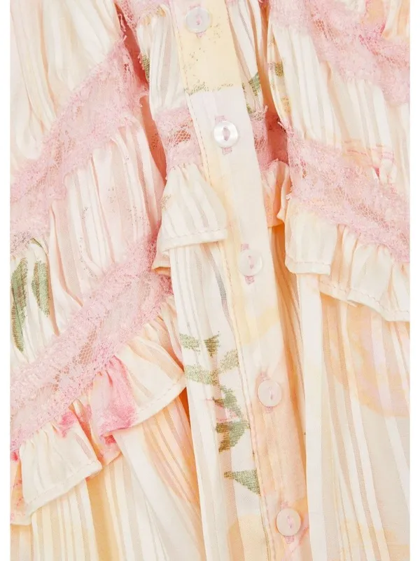 Free People Spring Fling Mini Dress in Tea Combo Medium New Womens Lace Boho - Image 10
