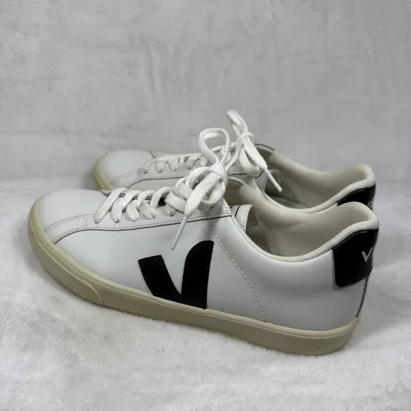 Veja Esplar Leather Sneakers Extra White Black Womens Size 7 EUR 38 Low‎ Top - Image 9