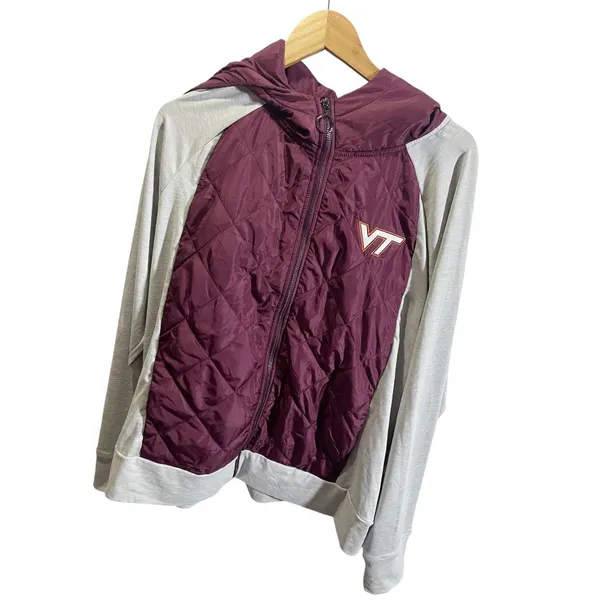 Colosseum Womens‎ Quilted Zip Hoodie Jacket XX-Large Virgina Tech Burgundy/Gray - Image 2