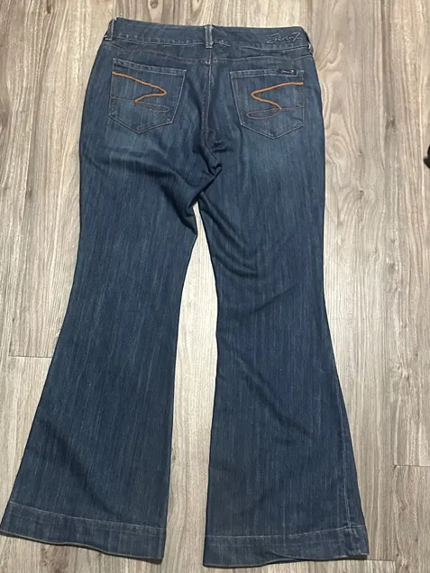 Seven7 Dark Blue Flare Jeans - Image 3