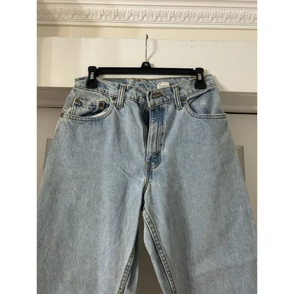 Vintage 90 Levis 550 Relaxed Fit Tapered Leg Jeans Light Wash Made in USA Size 9 - Image 6