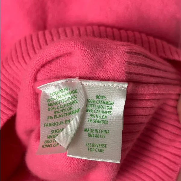 Lilly Pulitzer Cashmere Sweater Size Small Bright Pink Preppy Colorful TINY FLAW - Image 5