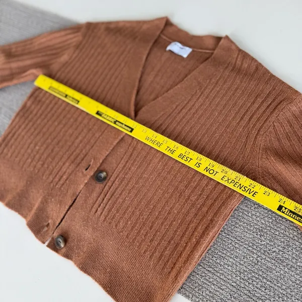 Old Navy Cognac Tan Wide Rib V Neck Cardigan Sweater Size Small - Image 9