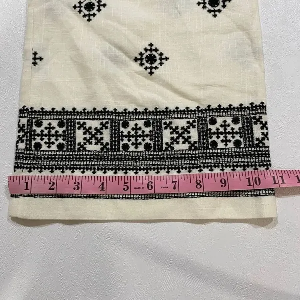 Zara Cream Embroidered Wide Leg Pants XS Boho Linen Blend - Image 7