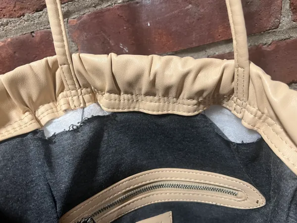 Faux Leather Tote Bag Beige - Image 8