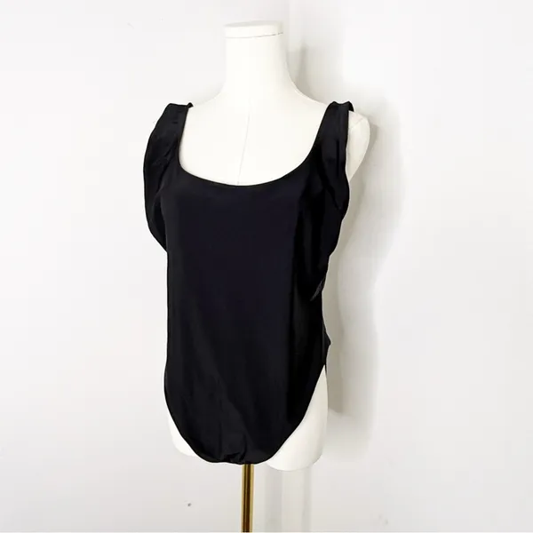 Aerie Black Scoop Neck Low Back One Piece Swimsuit Marlot Size XL - Image 5