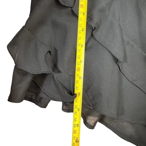 Abercrombie & Fitch Black Ruffle Asymmetrical Handkerchief Hem Midi Dress‎ Large - Image 16