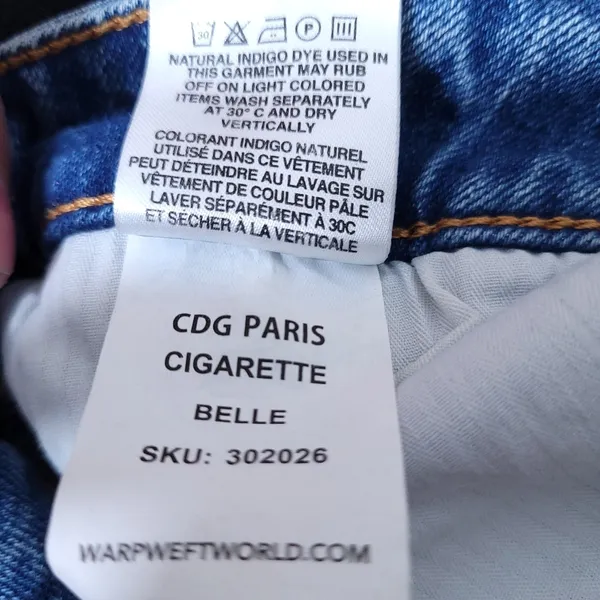 Warp + Weft Distressed Button Fly Cigarette Jeans |CDG Paris Size 25x26 - Image 13