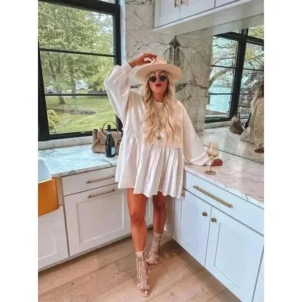 FREE PEOPLE Eleanor Sweatshirt Dress in Grey Combo Size X-Small - Image 12