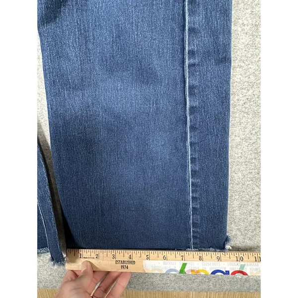 Free‎ People Jeans 27 Womens Blue Pull On Flare Stretch Denim Rough Hem Hippie - Image 13