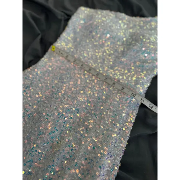 Windsor Y2K style Glam Iridescent Sequin One Shoulder Hoco formal Gown SzXS - Image 3