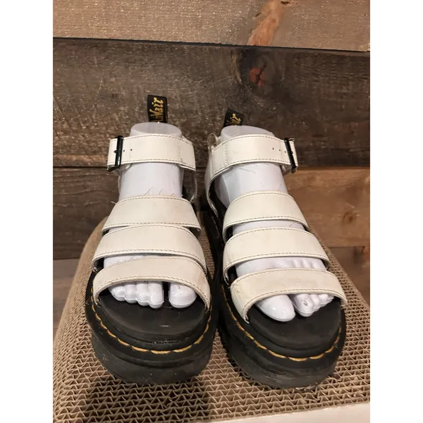 Dr. Martens Doc Blaire Sandals Womens Size 6 White Leather Strappy Gladiator - Image 5