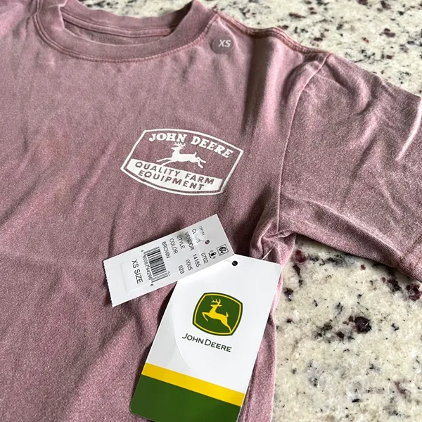 John Deere Graphic T-Shirt Womens XS Brown Mauve Farmcore Cotton Crew Neck Tee - Image 2