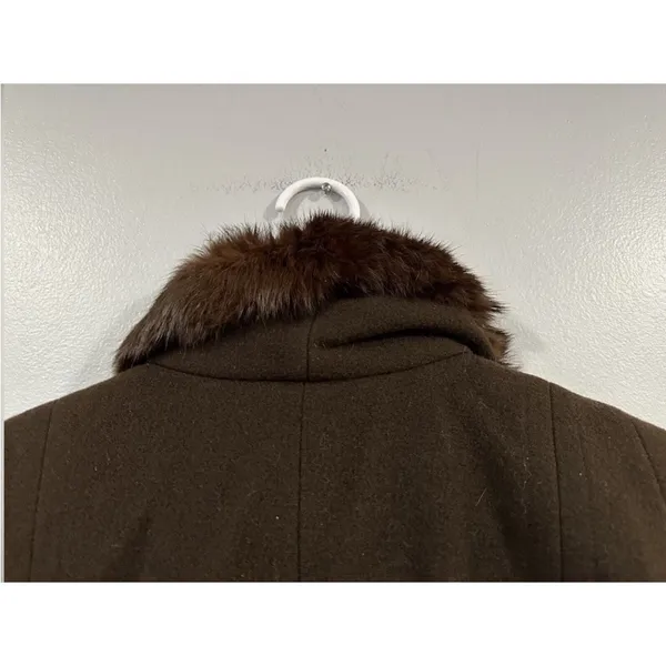 Donnybrook Wool Rabbit Collar Brown Long Coat Vintage VTG 14 AS IS - Image 8