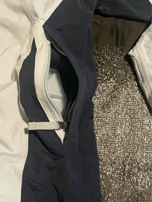 Womens Lg The North Face Colorblock Hooded Ski Jacket-Light Blue/White/Navy - Image 8