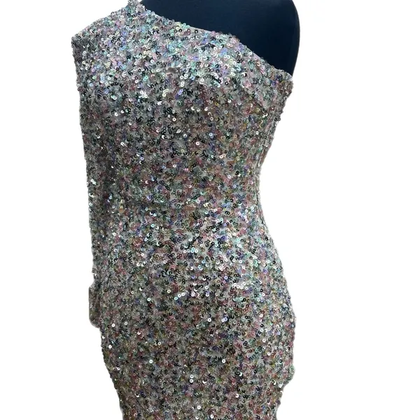 For Love & Lemons Rainbow‎ Sequin One Shoulder Bodycon Mini Dress Size S NWT - Image 5