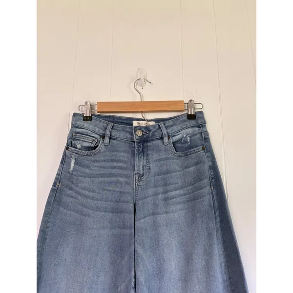 Hidden Los Angeles Wide Leg Distressed Light Wash Jeans HD9461-LT Size 26 - Image 4
