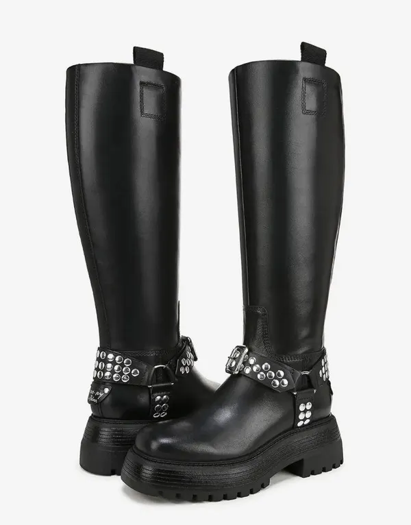 NEW Circus NY by Sam Edelman Hayes Women's Black Leather Stud Motorcycle Boot - Image 8