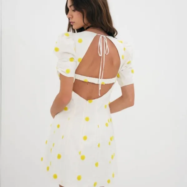For Love And Lemons White and Yellow Mini Dress - Image 2