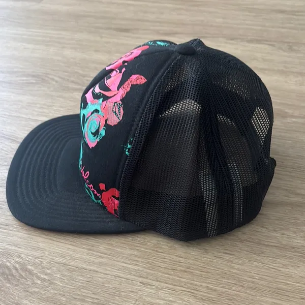 Volcom Black and Pink Floral Women's Cap - Image 6