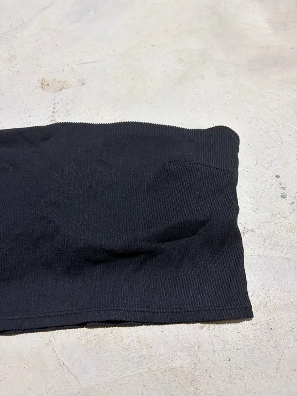 Aerie Black Ribbed swim Bandeau Top large - Image 2