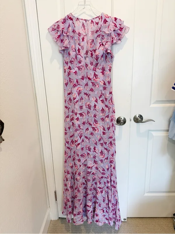 BHLDN Eva Flutter Sleeve Plunge V-neck Maxi Dress Floral Wedding Guest Occasion - Image 2