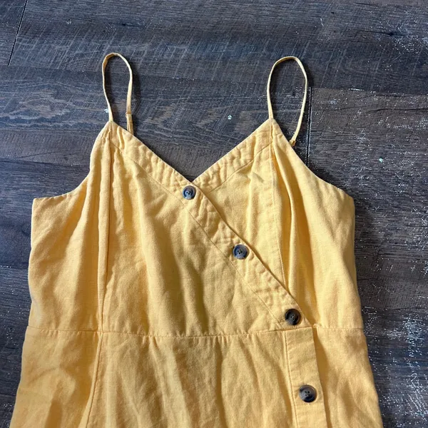 American Eagle Yellow Cotton Linen Smocked Back Mini‎ Dress XL 03873-1206-05U9A - Image 3