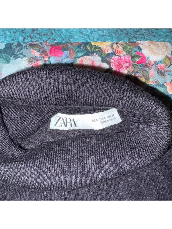 ZARA Girls Large Black Turtleneck Sweater Size L - Image 3