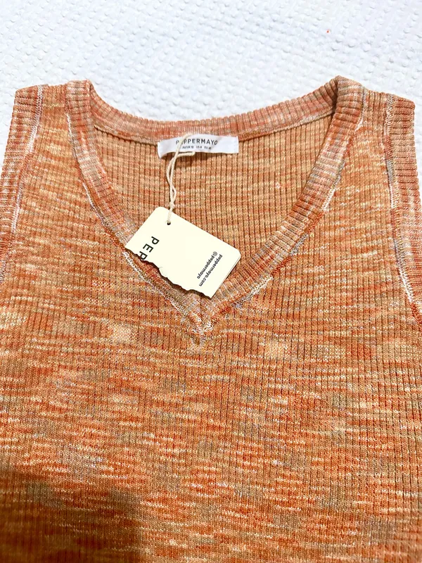 peppermayo orange fitted vneck stretchy mini dress - Image 2