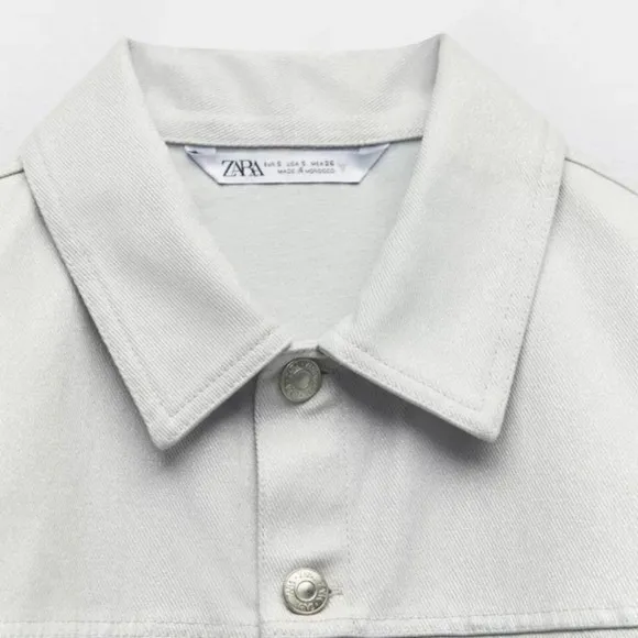 Zara NWOT Denim Gray/Silver Shimmer Utility‎ Button-Up playsuit - XS - Image 3