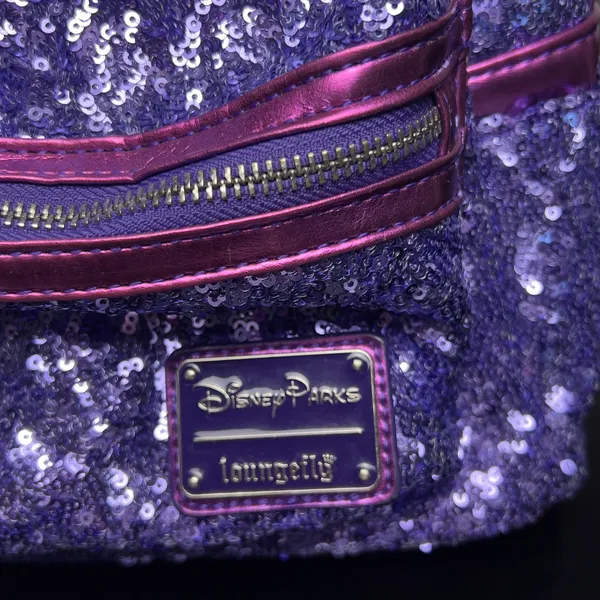 Disney Parks Loungefly‎ Purple Potion Minnie Ears Mini Backpack Sequin Metallic - Image 3